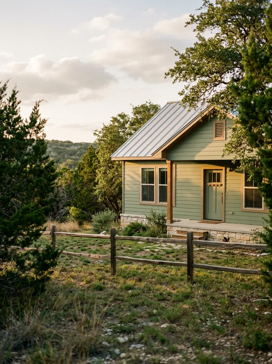 Rural Spicewood property showing home integration with natural terrain and Hill Country vegetation.